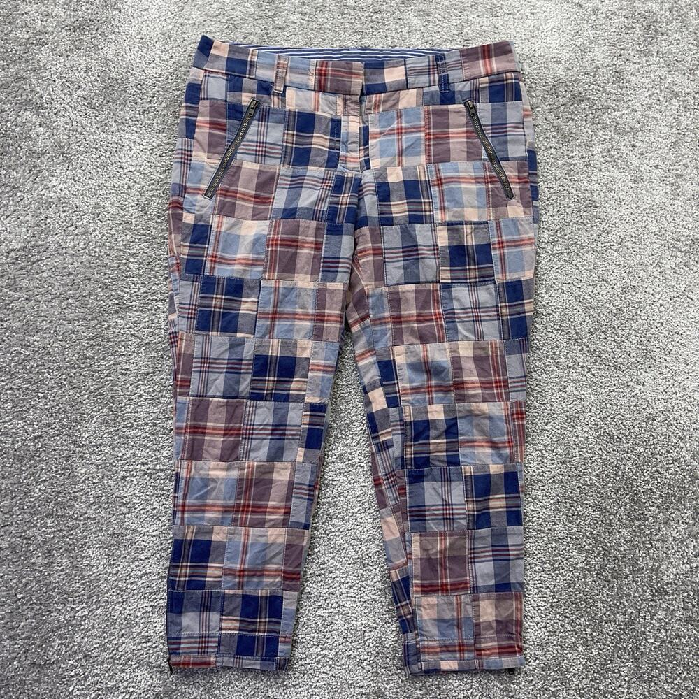 J. Crew Plaid Ankle Pants - Blue, Red, White